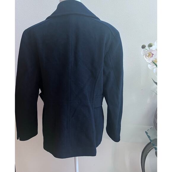 Navy Blue Double Breasted Wool Pea Coat Jacket St. John's Bay Women's Size L - Picture 2 of 10